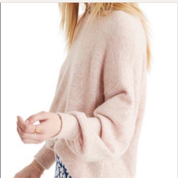 Madewell Gladwell Balloon-Sleeve Pullover Sweater in Heather Rose - Picture 2 of 9